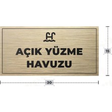Azresa Açık Yüzme Havuzu Yazılı - Metal - Gold Renk - Kapı Isimliği - 30X15 cm