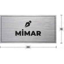 Azresa Mımar Yazılı - Metal - Gümüş Renk - Kapı Isimliği - 30X15 cm