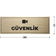 Azresa Güvenlik Yazılı - Metal - Gold Renk - Kapı Isimliği - 20X7 cm