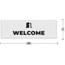 Azresa Welcome Yazılı - Metal - Beyaz Renk - Kapı Isimliği - 20X7 cm