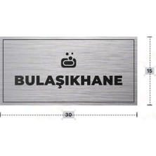 Azresa Bulaşıkhane Yazılı - Metal - Gümüş Renk - Kapı Isimliği - 30X15 cm