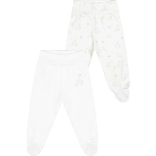 Minycenter Unisex Kaz Desenli 2'li Patikli Alt Yenidoğan-9 Ay Ekru