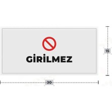 Azresa Girilmez Yazılı - Metal - Beyaz Renk - Kapı Isimliği - 30X15 cm