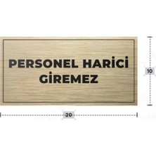 Azresa Personel Harici Giremez Yazılı - Metal - Gold Renk - Kapı Isimliği - 20X10 cm