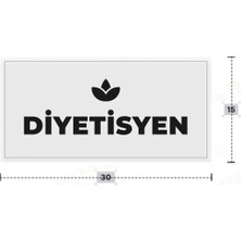 Azresa Dıyetısyen Yazılı - Metal - Beyaz Renk - Kapı Isimliği - 30X15 cm
