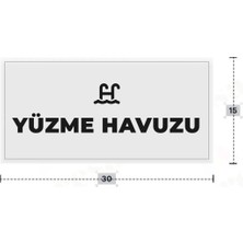 Azresa Yüzme Havuzu Yazılı - Metal - Beyaz Renk - Kapı Isimliği - 30X15 cm