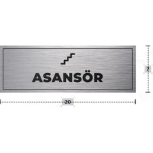 Azresa Asansör Yazılı - Metal - Gümüş Renk - Kapı Isimliği - 20X7 cm