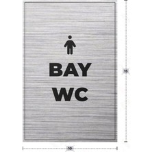 Azresa Bay Wc Yazılı - Metal - Gümüş Renk - Kapı Isimliği - 10X15 cm