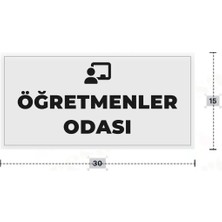 Azresa Öğretmenler Odası Yazılı - Metal - Beyaz Renk - Kapı Isimliği - 30X15 cm