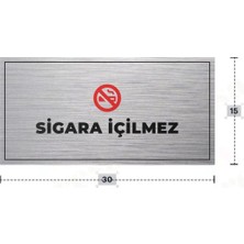 Azresa Sıgara Içılmez Yazılı - Metal - Gümüş Renk - Kapı Isimliği - 30X15 cm
