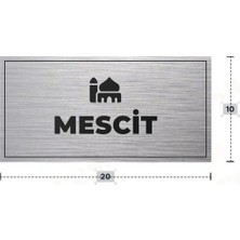 Azresa Mescit Yazılı - Metal - Gümüş Renk - Kapı Isimliği - 20X10 cm
