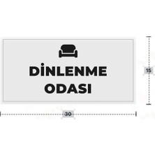 Azresa Dınlenme Odası Yazılı - Metal - Beyaz Renk - Kapı Isimliği - 30X15 cm