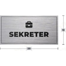 Azresa Sekreter Yazılı - Metal - Gümüş Renk - Kapı Isimliği -Yönlendirme Levhası 20X10 cm