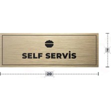 Azresa Self Servis Yazılı - Metal - Gold Renk - Kapı Isimliği - 20X7 cm