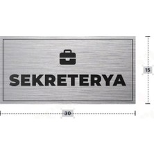 Azresa Sekreterya Yazılı - Metal - Gümüş Renk - Kapı Isimliği - 30X15 cm