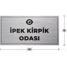 Azresa Ipek Kırpık Odası Yazılı - Metal - Gümüş Renk - Kapı Isimliği - 30X15 cm