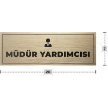 Azresa Müdür Yardımcısı Yazılı - Metal - Gold Renk - Kapı Isimliği - 20X7 cm