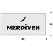 Azresa Merdiven Yazılı - Metal - Beyaz Renk - Kapı Isimliği - 20X10 cm
