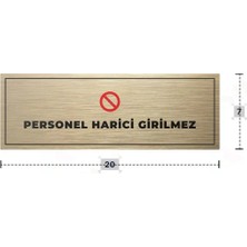 Azresa Personel Harici Girilmez Yazılı - Metal - Gold Renk - Kapı Isimliği - 20X7 cm