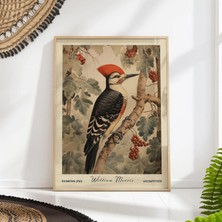 Ninastore William Morris Ağaçkakan Baskısı - Çiçekli Kuş Posteri - Vintage Doğa Duvar Sanatı