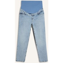 DeFacto Straight Fit Beli Lastikli Bilek Boy Jean Yıkamalı Hamile Pantolon H2077AX26SM