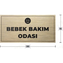 Azresa Bebek Bakım Odası Yazılı - Metal - Gold Renk - Kapı Isimliği - 30X15 cm