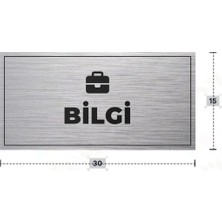 Azresa Bilgi Yazılı - Metal - Gümüş Renk - Kapı Isimliği - 30X15 cm
