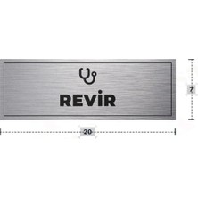 Azresa Revir Yazılı - Metal - Gümüş Renk - Kapı Isimliği - 20X7 cm