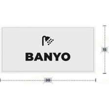 Azresa Banyo Yazılı - Metal - Beyaz Renk - Kapı Isimliği - 30X15 cm