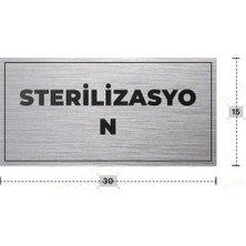 Azresa Sterılızasyon Yazılı - Metal - Gümüş Renk - Kapı Isimliği - 30X15 cm