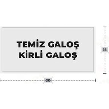 Azresa Temiz Galoş Kirli Galoş Yazılı - Metal - Beyaz Renk - Kapı Isimliği - 30X15 cm
