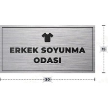 Azresa Erkek Soyunma Odası Yazılı - Metal - Gümüş Renk - Kapı Isimliği - 30X15 cm