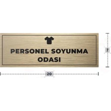 Azresa Personel Soyunma Odası Yazılı - Metal - Gold Renk - Kapı Isimliği - 20X7 cm