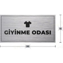Azresa Gıyınme Odası Yazılı - Metal - Gümüş Renk - Kapı Isimliği - 30X15 cm