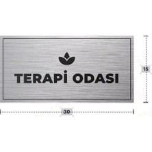 Azresa Terapı Odası Yazılı - Metal - Gümüş Renk - Kapı Isimliği - 30X15 cm
