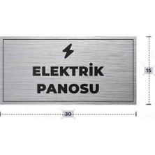 Azresa Elektrık Panosu Yazılı - Metal - Gümüş Renk - Kapı Isimliği - 30X15 cm