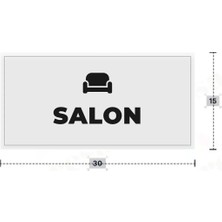 Azresa Salon Yazılı - Metal - Beyaz Renk - Kapı Isimliği Yönlendirme Levhası - 30X15 cm