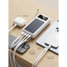 HiboTekno 20.000MAH Güneş Enerjili Powerbank | Usb-C & Lightning & Micro USB Kamp Için Uygun