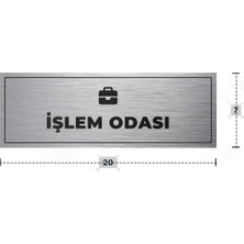 Azresa Işlem Odası Yazılı - Metal - Gümüş Renk - Kapı Isimliği - 20X7 cm