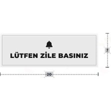 Azresa Lütfen Zile Basınız Yazılı - Metal - Beyaz Renk - Kapı Isimliği - 20X7 cm