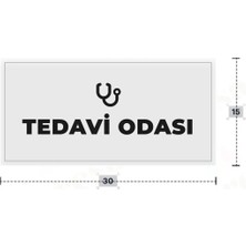 Azresa Tedavı Odası Yazılı - Metal - Beyaz Renk - Kapı Isimliği - 30X15 cm