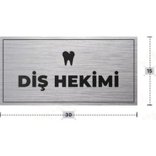 Azresa Dış Hekımı Yazılı - Metal - Gümüş Renk - Kapı Isimliği - 30X15 cm