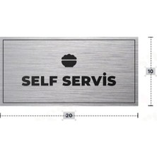 Azresa Self Servis Yazılı - Metal - Gümüş Renk - Kapı Isimliği - 20X10 cm
