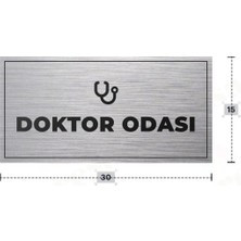Azresa Doktor Odası Yazılı - Metal - Gümüş Renk - Kapı Isimliği - 30X15 cm