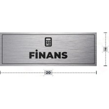 Azresa Finans Yazılı - Metal - Gümüş Renk - Kapı Isimliği - 20X7 cm