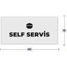 Azresa Self Servis Yazılı - Metal - Beyaz Renk - Kapı Isimliği - 20X10 cm