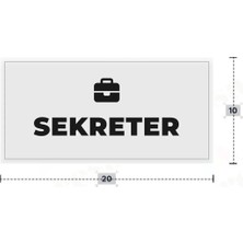 Azresa Sekreter Yazılı - Metal - Beyaz Renk - Kapı Isimliği - 20X10 cm