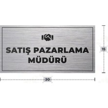 Azresa Satış Pazarlama Müdürü Yazılı - Metal - Gümüş Renk - Kapı Isimliği - 30X15 cm