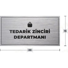 Azresa Tedarık Zıncırı Departmanı Yazılı - Metal - Gümüş Renk - Kapı Isimliği - 30X15 cm