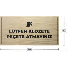 Azresa Lütfen Klozete Peçete Atmayınız Yazılı - Metal - Gold Renk - Kapı Isimliği - 20X10 cm
